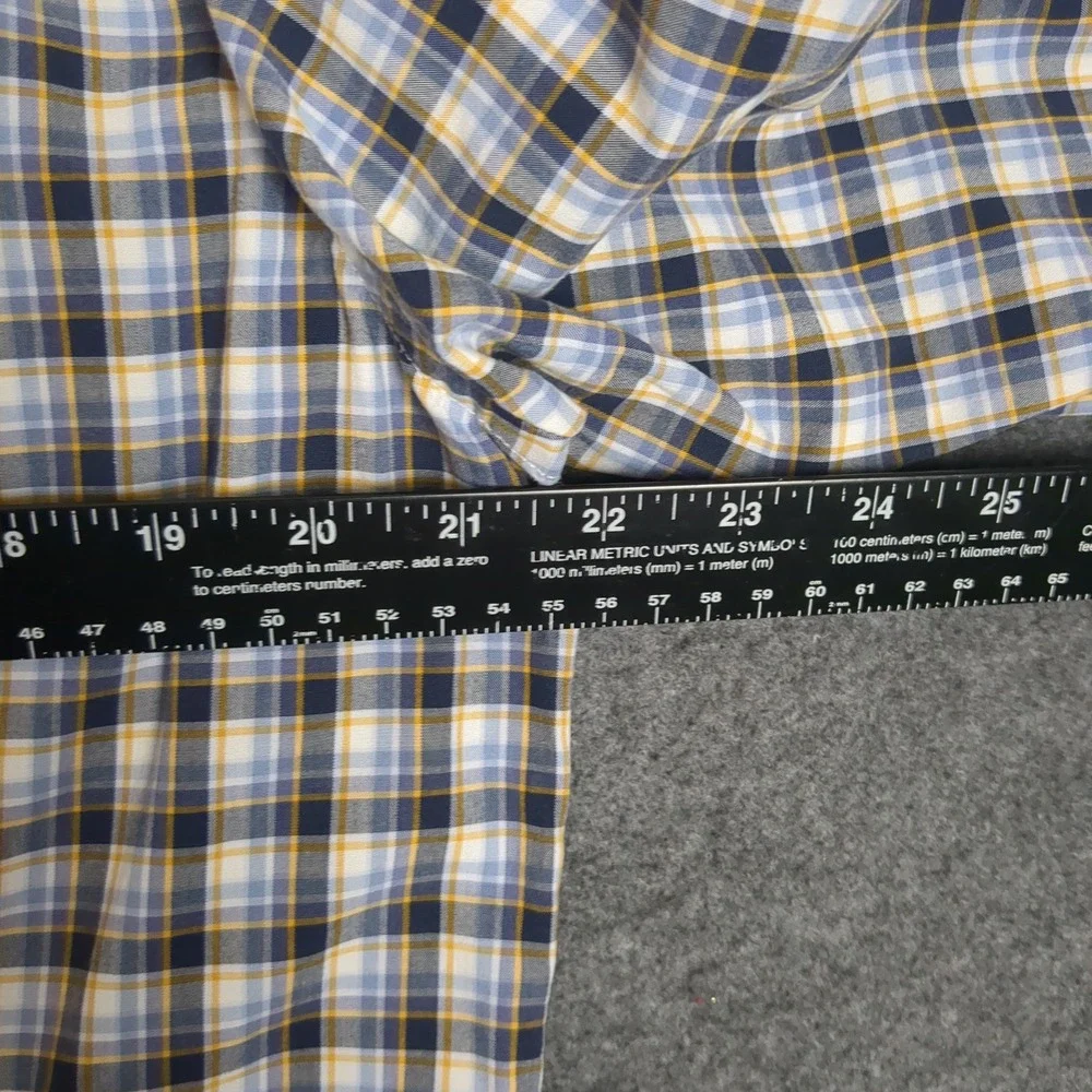 Banana Republic Custom Wash Shirt Mens Large Tailored Slim‎ Fit Plaid Blue L